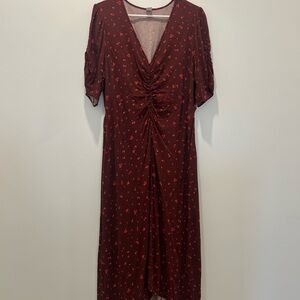 Old Navy Burgundy Floral Midi Dress